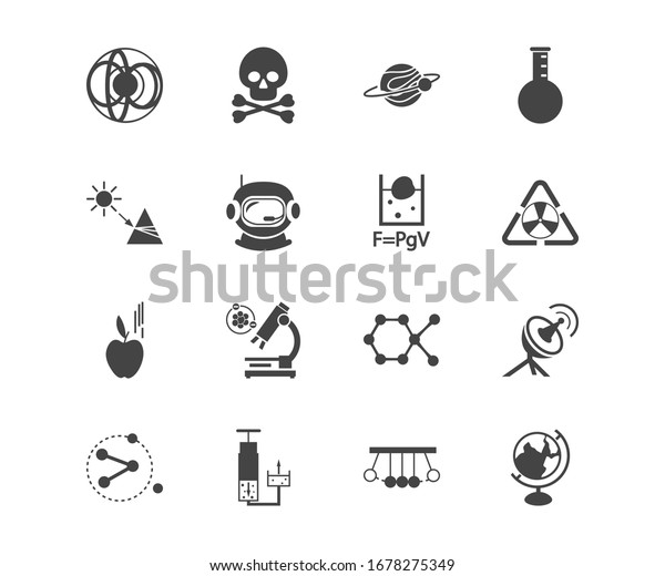 Physics Icon Set Physical Research Falling Stock Illustration ...