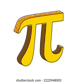 Pi Sign In Yellow Color Illustration With White Background.