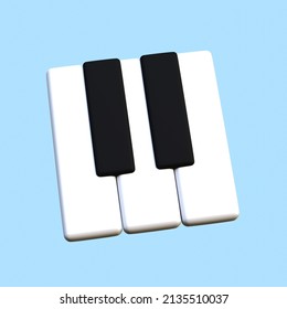 Piano Keys 3d Icon. 3d Illustration