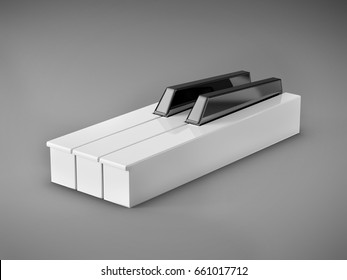 Piano Keys White 3D Render