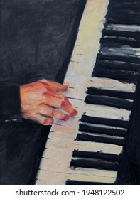 Piano Oil Painting Hand Playing Keys Stock Illustration 1948122502 ...