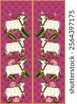 pichwai cow with lotus and pink background