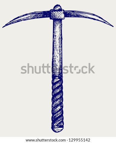 Pickaxe. Doodle style. Raster version