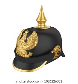 Pickelhaube Spiked Helmet Isolated. 3D Rendering