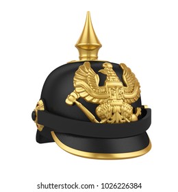 Pickelhaube Spiked Helmet Isolated. 3D Rendering