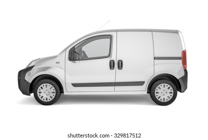 Pickup Car On White Background Mock Up. Easy Ad Some Creative Design Or Logo On This Blank Space. 3D Illustration