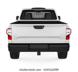 Pickup Truck Isolated (back View). 3D Rendering