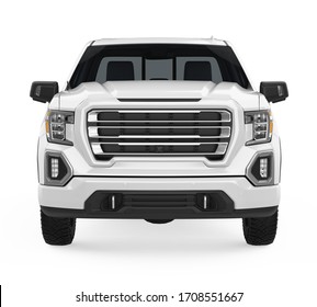 Pickup Truck Isolated (front View). 3D Rendering