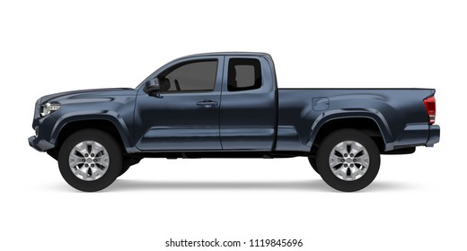 Pickup Truck Isolated (side View). 3D Rendering