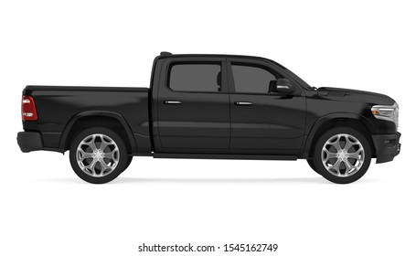 Pickup Truck Isolated (side View). 3D Rendering