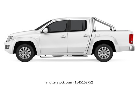 Pickup Truck Isolated (side View). 3D Rendering