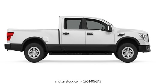 Pickup Truck Isolated (side View). 3D Rendering