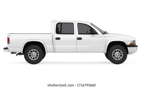 Pickup Truck Isolated (side View). 3D Rendering