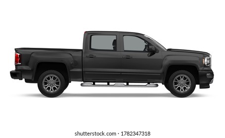 Pickup Truck Isolated (side view). 3D rendering