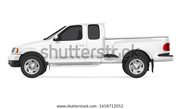 Pickup Truck Isolated Side View 3d Stock Illustration 1658712052 ...