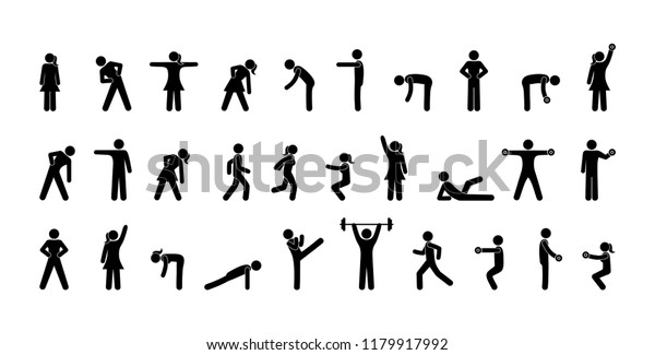 Pictogram People Gymnastics Fitness Yoga Various Stock Illustration ...