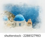 pictorial courtyards of greece artwork in painting style