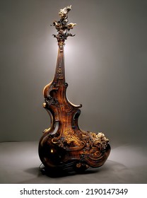 Picture Of Baroque Violin Statue, Intricate Details, 3D Illustration