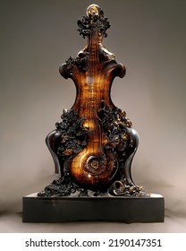 Picture Of Baroque Violin Statue, Intricate Details, 3D Illustration