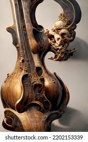 Picture Of Baroque Violin Statue, Intricate Details, 3D Illustration