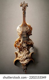 Picture Of Baroque Violin Statue, Intricate Details, 3D Illustration