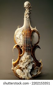 Picture Of Baroque Violin Statue, Intricate Details, 3D Illustration