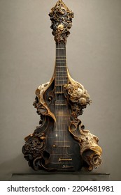 Picture Of Baroque Violin Statue, Intricate Details,3D Illustration