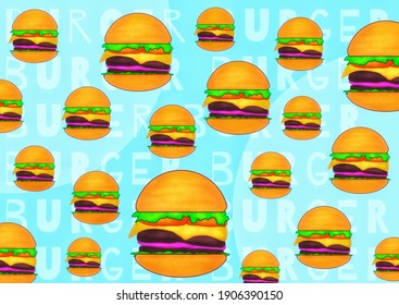 A picture of double patty cheeseburgers with onion, lettuce, and tomato - Shutterstock ID 1906390150