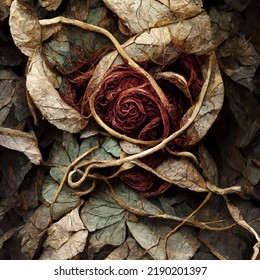 Picture dried rose and dried vines  3d illustration