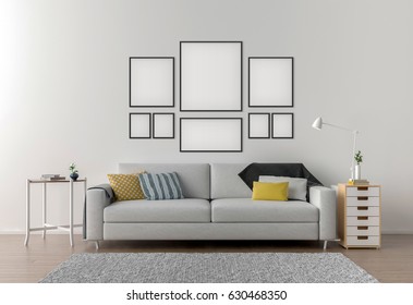 Blue Living Room Sofa Shelf 3d Stock Illustration 508713316 | Shutterstock