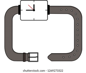 In the picture is frame the wristwatch  It is colored  brown  Inside is space for the text  