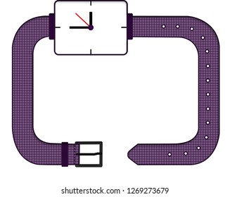 In the picture is frame the wristwatch  It is colored  purple  Inside is space for the text 