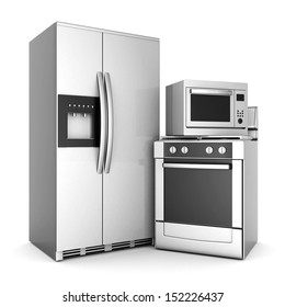 Picture Of Household Appliances On A White Background