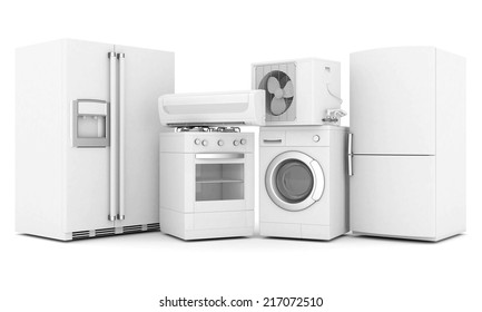 Picture Of Household Appliances On A White Background