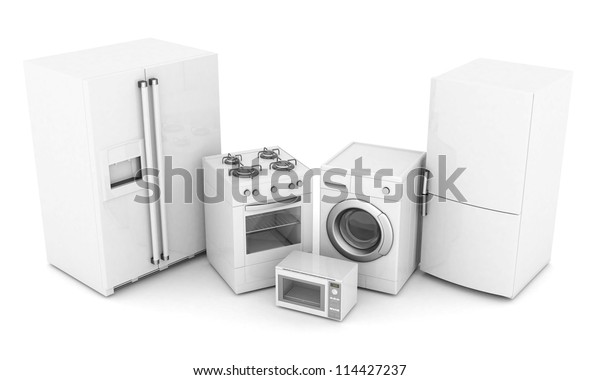 Picture Household Appliances On White Background Stock Illustration ...