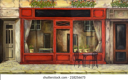 The Picture Painted In Oil Parisian Cafe