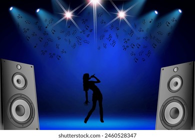 Picture of the performance stage There are female singers. Singing is centered at the top, with spotlights on the left and right sides. Suitable for use in music media and advertising media. - Powered by Shutterstock