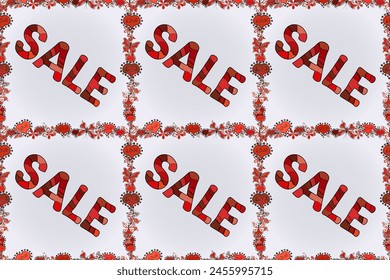 Picture in red, gray and neutral colors. Summer sale banner design, special offer for online shopping. Lettering. Seamless pattern. - Powered by Shutterstock