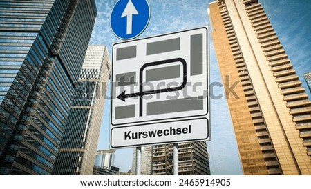 A picture with signposts in the direction of changing course in German