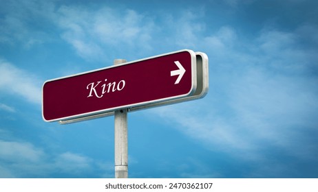 a picture with signposts in the direction of the cinema in German - Powered by Shutterstock