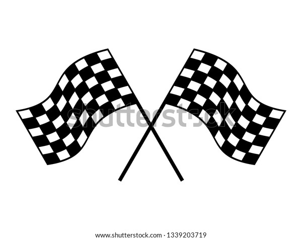 Picture Two Checkered Flags Crossing Fluttering Stock Illustration ...