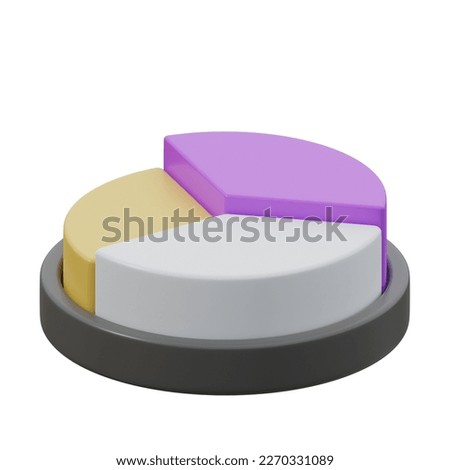 Pie Chart 3d icon isolated white bacground. 3d rendering