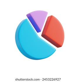 Pie chart, 3d icon. 3D object on a white background