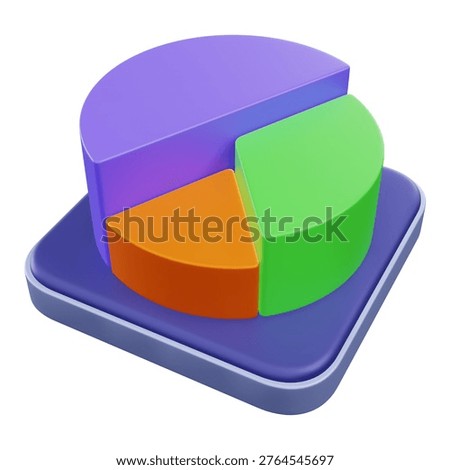 Pie Chart 3d rendering icon.