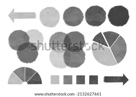pie chart circle semicircle arrow square watercolor black gray