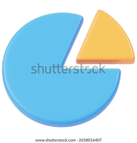 Pie Chart Graph 3d render icon in cartoon plastic style minimal isolated on transparent white background