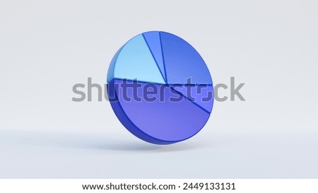 Pie chart isolated on white background. Financial growth chart 3d rendering illustration. Element Infographic is divided into parts. Realistic 3d geometric round shape design. 