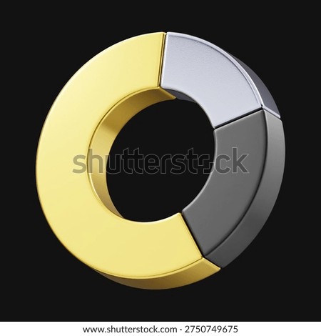 Pie Chart Linear 3d icon gold
