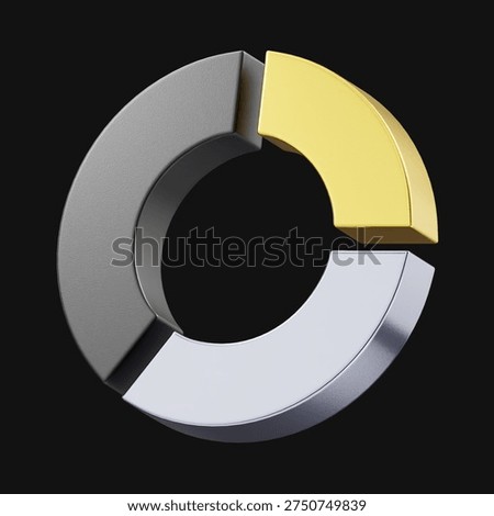 Pie Chart Linear 3d icon gold