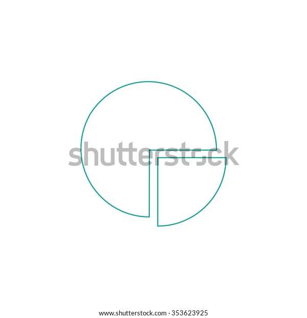 Pie chart. Outline symbol on white background.\
Simple line icon